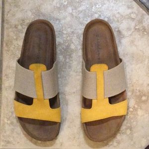 Golden Linen Sandals from Sundance